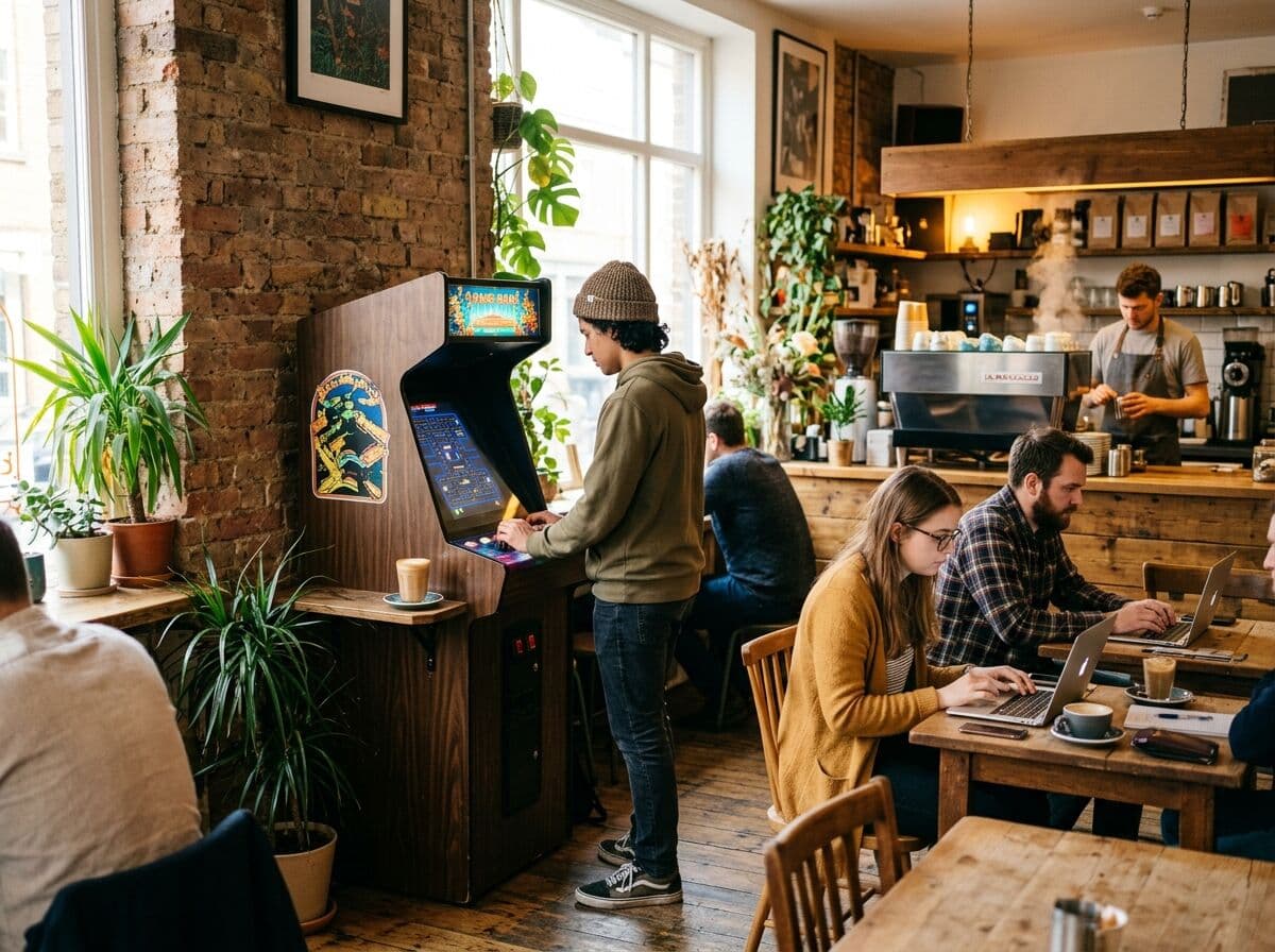 Arcade games for coffee shops — cafe + retro cabinet