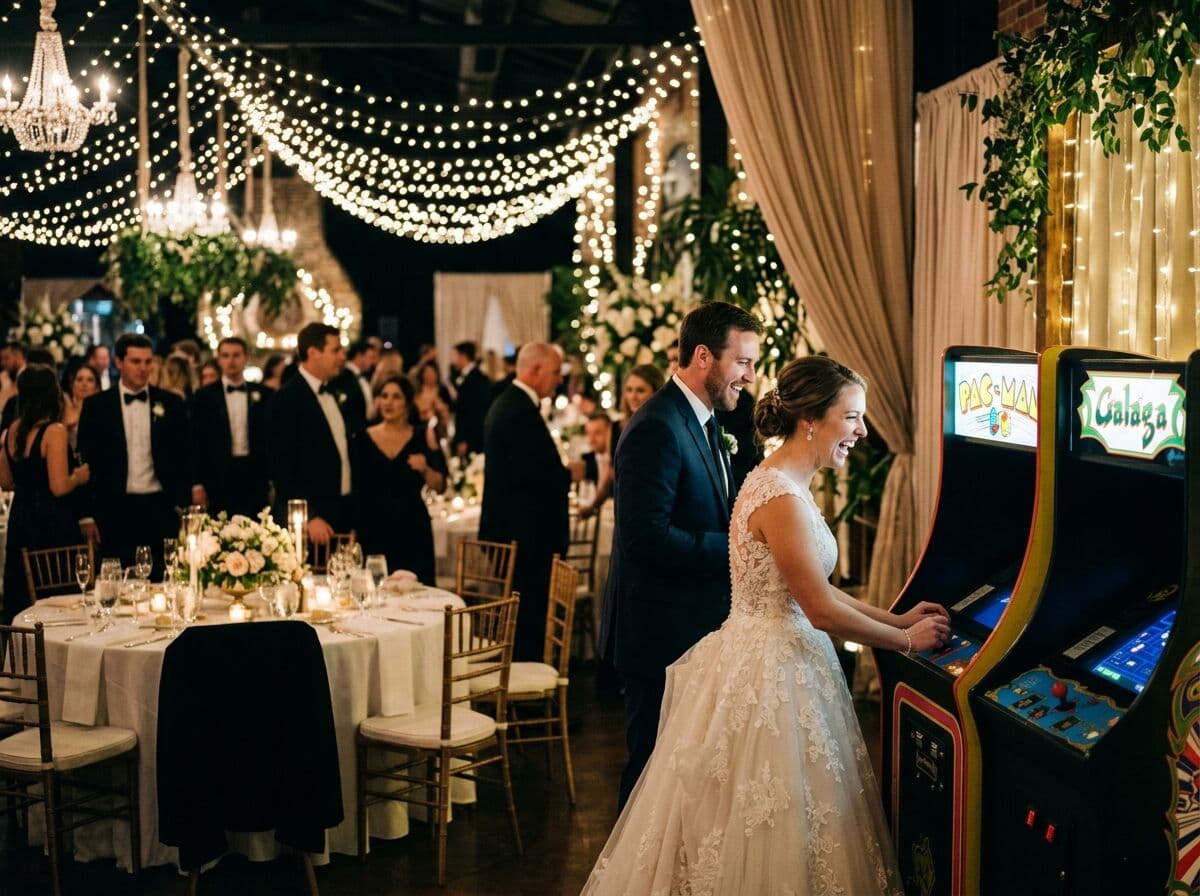 Arcade games for weddings — reception arcade lounge